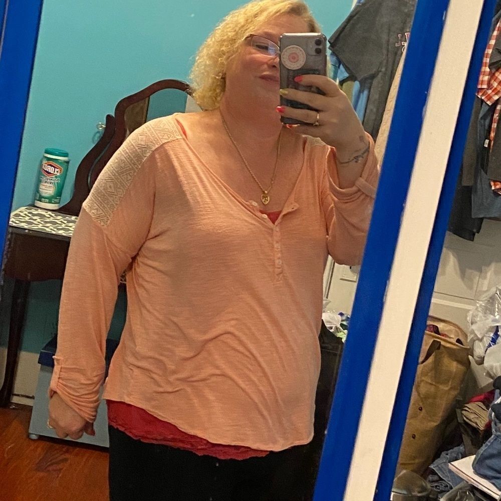 Lucky Brand XL Peach Top Lace - Picture 7 of 16